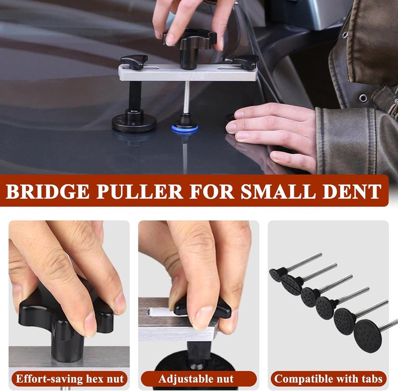 VEXTRO Car Dent Puller Kit, Dent Remover Tool for Car Dent Repair with High Adhesive Puller Tabs & Glue Sticks,100W Hot Glue Gun,Dent Refector Board, Suction Cups, Paintless Dent Removal Kit for Auto - Image 2